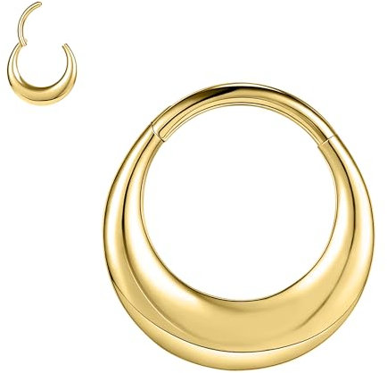 ZS 16G Segment Septum Nasenringe für Damen Herren, 8mm 10mm Edelstahl Clicker Knorpel Ohrringe Hoop Teardrop Rook Helix Piercing Schmuck (Gold-8mm)