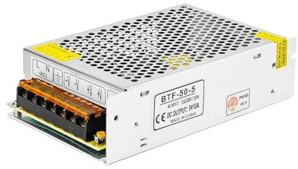 BTF-LIGHTING 5V 10A 50W Netzteil Transformator Geregeltes Schaltnetzteil AC110V-220V zu DC5V 10A Konverter LED-Treiber für LED-Lichtstreifen 3D-Drucker CCTV Kamera Sicherheitssystem
