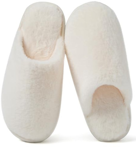 Coswind Hausschuhe Damen Herren Winter Warme Plüsch Kuschel Flauschige Pantoletten Gefütterte Weiche Rutschfeste Unisex with Memory Foam Schöne Dicke Bequeme Milch Weiß 280
