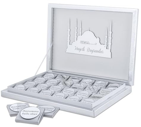 Personalisierte Ramadan Mubarak Geschenk Schokolade|16/24/32/48 Stück| Halal Schokolade Süßigkeiten | Acrylglas Gravur mit edler Geschenkbox | Eid Mubarak | Ramadan Deko | Ramadan Dekoration | Ramazan