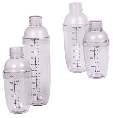 TIDTALEO 4piezas Coctelera De Plástico Con Escala De Agitadores Para Cócteles Diseño Antideslizante y Tapa Removible Para Bar y Cocina