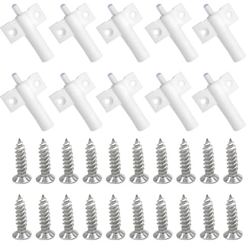 10 Pcs Soft Close Dampers, Kitchen Door Soft Close Dampers, with in Elastic Design, with Screws, Easy to Install, for Kitchen Cupboards, Reduces Damage Furniture(White, Plastic)