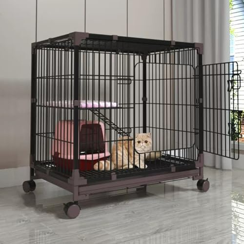 5-stöckiger Katzenkäfig mit Rädern, abnehmbarem Metall-Laufgitter und Hängematte, Indoor-Katzengehege für 1–3 kleine Katzen, geräumiger 80 x 55,9 x 80 cm Übungsspielbereich