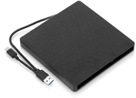 Zunate External Optical Drive Enclosure for 9.5mm CD DVD BD, USB 3.0 Type C Portable Case Adapter for Laptop, High Speed Data Transfer - ABS Brushed Finish