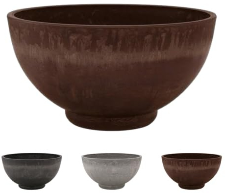 Klocke Ecostone Pflanzschale ECO701 - Hochwertige Blumenschale aus 70% Recycling-Material - Frostfest & UV-Beständig - Rundes Design für Innen & Außen (Schoko - Ø 33 cm - Höhe 17 cm)