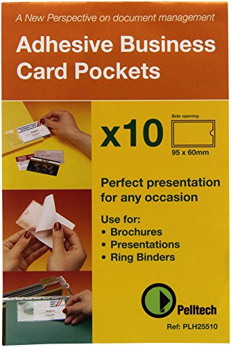 Pelltech 60x95mm Open Side Business Card Pocket (Pack of 10)