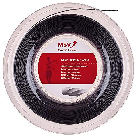 MSV Unisex – Erwachsene Hepta-Twist Tennis-Saite, schwarz, 1.2 mm