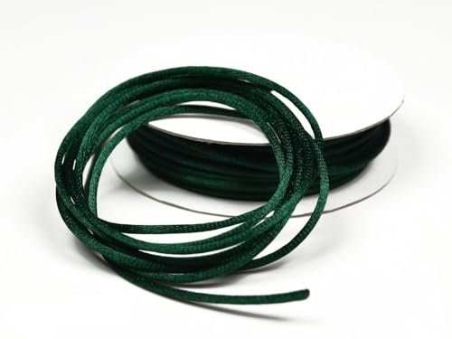 10m Rolle Flechtkordel Satin 2mm (dunkel grün) // Satinkordel Kordel Flechtschnur Schmuckschnur Satinschnur Zierkordel Kumihimo