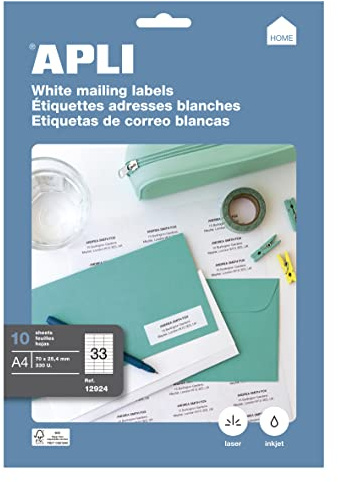 APLI 12924 Permanent-Etiketten, 70,0 x 25,4 mm, 10 Blatt