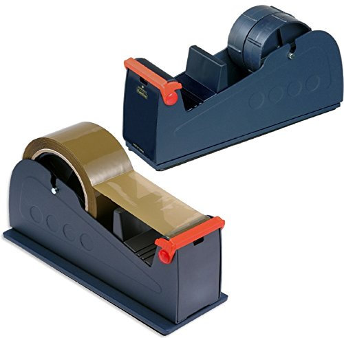 1 Strong Heavy Duty Metal Work Counter TOP Bench Desktop Tape Dispenser for 2 50mm Wide Rolls - Box Sealer Sealing Packaging Packing Parcel Postal MAILING Warehouse General Supplies (Black)