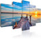 B&D XXL Acrylglasbild Landschaft Natur 200x100 cm 5 Teilig Wandbild auf Acryl Glasbilder Kunstdruck Moderne Acrylglas Platte Wanddekoration Geschenke Heimdekoration Glasbild Brücke See Himmel
