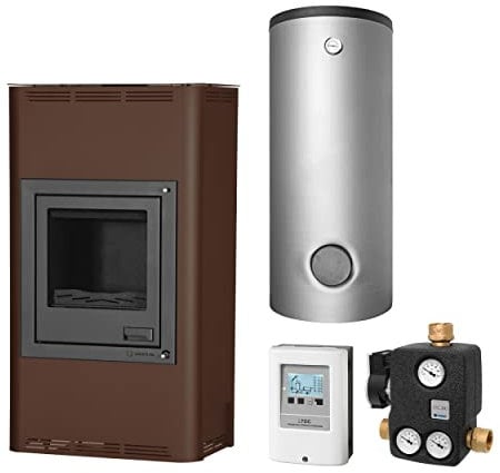 Aquaflam KS0731 17 Basic Brown Wasserführender Kaminofen Komplett-Set + Kombispeicher THKE/F 825