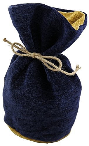McAlister Textiles Alston Circular Chenille Fabric Doorstop Unfilled Navy Blue & Ochre Yellow Decorative Doorstopper for Doors & Windows