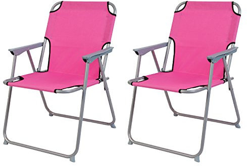 2 Stück Campingstuhl Faltstuhl Stoff Oxfort Pink Klappstuhl Anglerstuhl Regiestuhl Angelstuhl Metall B 53 x T 46 x H 74 cm