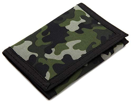 Schmales Portmonee / Geldbörse für Kinder, RFID-Schutz, dreifach gefaltet, Camouflage, Leinen, Outdoor / Sport camouflage S