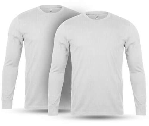 Orbiz Thread Linens 2 Pack Thermal Underwear Mens Full Long Sleeve Vest Top Base Layer Thermals Men Tops Body Warmer Size S-XXL White