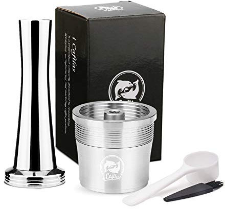 i Cafilas Wiederbefüllbare Illy Kaffeekapsel aus Edelstahl zum Nachfüllen - Wiederverwendbare Refill-Kapsel für umweltbewusste kompatibel mit Illy-Maschinen Messlöffel+Pinsel