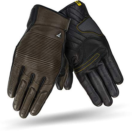SHIMA Blake Motorradhandschuhe Herren - Atmungsaktive, Elastische, Touchscreen, Vintage Handschuhe aus Leder mit Knöchelprotektor, Knöchel Aufpralldämpfer, Verstärkte Handfläche (Braun, XL)