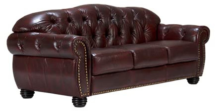 Woodkings® Chesterfield Hereford Sofa 3-Sitzer Echtleder antik rot Couch Bürosofa Polstermöbel 3er Unikat Herrenzimmer englisches Ledersofa Stilsofa Clubsofa