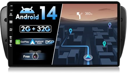 BXLIYER Android 14 Autoradio Passt für Seat Ibiza 6J (2009-2014) - Eingebautes CarPlay Android Auto - KOSTENLOS Rückfahrkamera - [2G+32G] - IPS 9 Zoll 2 Din - DSP DAB Lenkradsteuerung WiFi Fast-Boot
