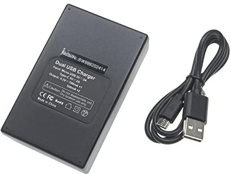 vhbw caricatore duale compatibile con Sony Camcorder HDR-CX240E, HDR-CX405, HDR-AS50 camera - Stazione di carica, cavo micro-USB con display, 4,2 V