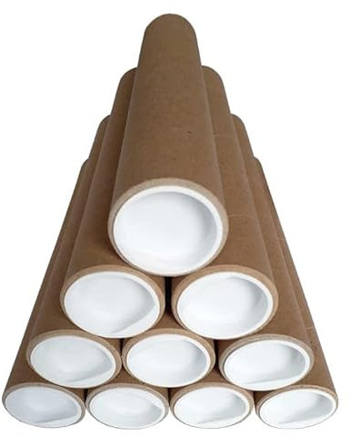 ELIX Versandhülse Versandrohr Versandrolle | mit Deckel | 25-87cm| Länge 230mm| Durchmesser 38mm Bis DIN A4 (10 Stk 25 cm x 3.8 cm)
