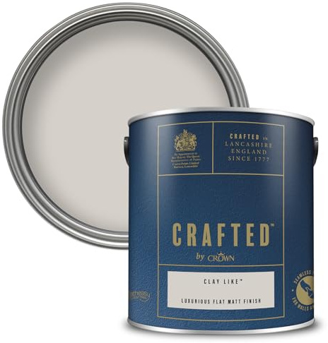 Crown CRAFTED Clay Like Matt Emulsion Beige Paint 2.5L | Warm Neutral velvety flat matt finish for interior walls, ceilings & wood. Soft to touch, hides imperfections, low VOC