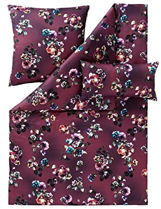 ESTELLA Satin de Luxe Bettwäsche Alia brombeer 1 Bettbezug 155 x 220 cm + je 1 Kissenbezug 80 x 80 cm + 40 x 80 cm