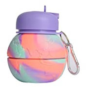 Guangcailun Wasserflasche mit Karabiner Silikon Wasserkocher Sport Cups Basketball Mädchen Jungen, Tarnorange