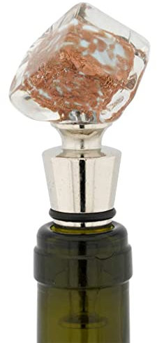 Glass Of Venice Murano Glass Bottle Stopper - Aqua Blue Cube