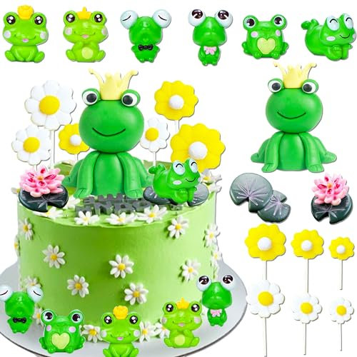 LaVenty Frosch Prinzessin Tortendeko Frosch Kuchen Topper Garten Kuchendeko Gänseblümchen Tortendeko Garten Party Dekoration Mädchen Geburtstagsgeschenk
