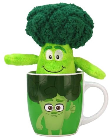 BEMIRO Kuscheltier Brokkoli in Tasse 330 ml - ca. 19 cm…