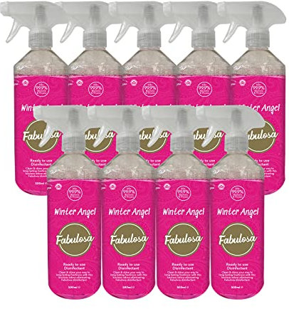 Fabulosa Multi Purpose Antibacterial Spotless Kitchen Cleaner Disinfectant Trigger Spray with Lasting Fragrance, 9 Pack, 500ml, Winter Angel (Packaging may vary)