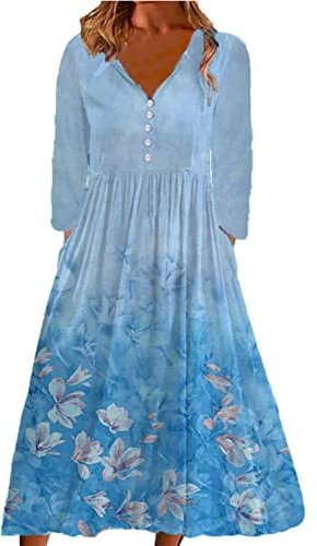 MICKURY Abendkleid Schwarz Gelb Abendkleid Damen Langarm Damen Kleid Festlich Damen Swingkleid Flieder Kleider Corsage Kleider Korsett Kleider Elegant Knie Lange Rö(1-Hellblau,M)