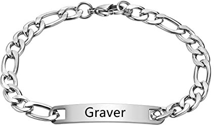XUANPAI Personalisierte Edelstahl Herren Armband - Silber Panzerkette Hip Hop Rapper Armkette Modeschmuck Mit Gravur, Mit Namen Für Männer (Silber (BR-1450), Personalisierte)