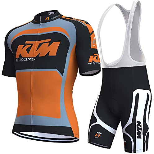assocauicy Herren Kurzarm Fahrrad Trikot Set,Atmungsaktiv Schnell Trocknend Radtrikot Mit 4d Gel Gepolsterten Shorts Fahrradbekleidung Set