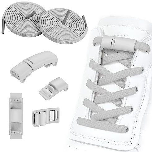 OSDUE Cordones Elásticos Sin Atar, 2 Pares Ajustables Sin Nudo Con 4 Hebilla Metal Para Zapatillas, Botas y Zapatos Para Niños y Adultos