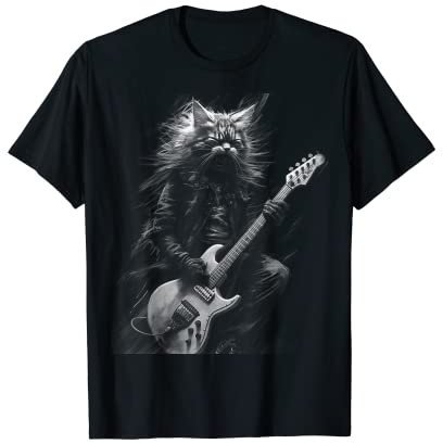 Heavy-Metal-Katze | Rockstar-Band | Gitarrist Gitarre T-Shirt