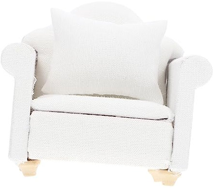 LIFKOME 1stück Mini Sofa Wohnzimmer Möbel Für Puppenhaus Weißes Europäisches Design Mit Kissen Für Mini-Haus-Dekoration Langlebig Aus Hochwertiger Und Gefertigt