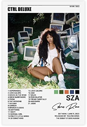 Azizat SZA Poster, CTRL Poster, SZA Ctrl Deluxe Tracklist Album Cover Leinwand Poster Wandkunst Dekor Druck Bild Gemälde für Wohnzimmer Schlafzimmer Dekoration 30 x 45 cm