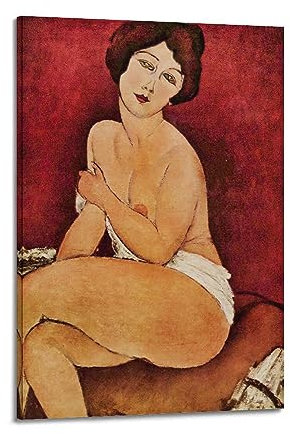 RedVos Amedeo Modigliani Poster Die kleine Dame auf dem Eazy Stuhl, Leinwand, Wandkunstdruck, Geschenke, Foto, Gemälde, Raumdekoration, Heimdekoration, 60 x 90 cm