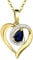 Limana Damen Gold Kette Herz echter Saphir 925 Silber Herzkette mit blauen Edelstein Anhänger Goldkette 45-50cm Geschenk für Frau Ehefrau (Echter blauer Saphir/Gold)