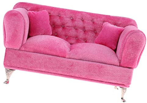Tiuimk Mini canapé long rose 1/6 Mini canapé en daim pour maison de poupée pour jouets chauds accessoires