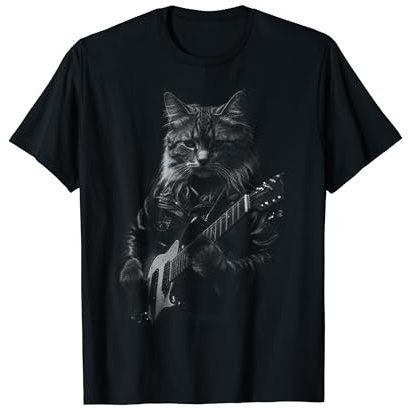 Chat avec Guitare Idée Cadeau Humour Guitariste T-Shirt