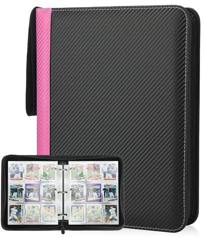 Deoyibu Sammelkarten Album für 900 Karten, Sammelalbum mit 9 Fächern 50 Seiten für Karten-Organizer, Karten Binder aus PU, für Sportkarten, MTG, TCG, Yugioh-Karten etc. Rosa