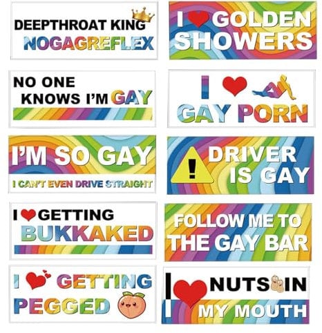 10 Pcs Bumper Decals Funny Car Decals Rainbow Bumper Stickers Prank Car Stickers Colorful Car Accessories for Truck Car Vehicle Luggage Window Refrigerator (01)