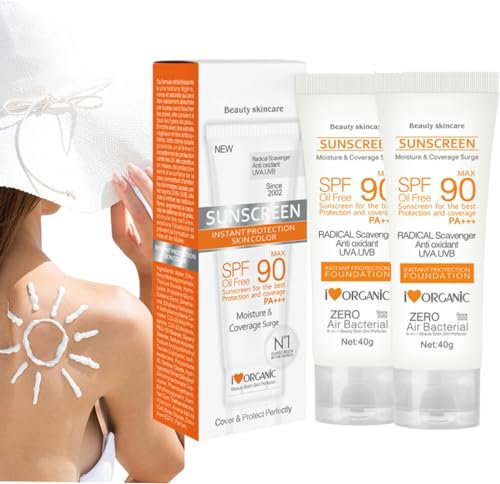 Spf 90 + Sunscreen, Face Sun Cream Moisturizing Sunblock, LSF 90+ Sonnencreme, Anti Sonnen UVA/UVB Strahlenschutz Lotion für Die Hautpflege Von Gesicht Körper, Ölfrei (2 Stück)