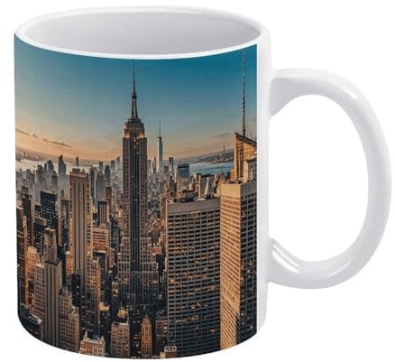 NTVOWPZO Coffee Mugs Large Coffee Cups New York Ceramic Coffee Mugs for Women Travel Coffee Cup with Handle Funny Mug Tea Cups for Latte Hot Tea Cappuccino