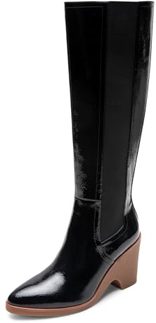 Aerosoles Women's MEMPHIS Knee High Boot, BLACK PATENT FAUX LEATHER, 7M