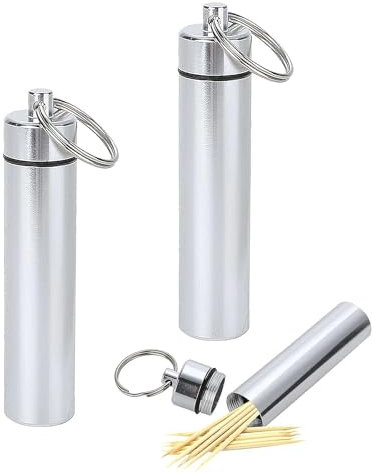 beejune 2 Stück Zahnstocherspender, Zahnstocher Für Unterwegs, Zahnstocher Behälter, Tragbarer Zahnstocherhalter, Metall Zahnstocher Box, Tragbare Taschen Zahnstocher, Für Outdoor, Picknick, Camping